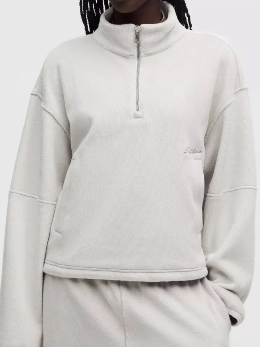 Lululemon Plush Velour Oversized Half Zip in Gray